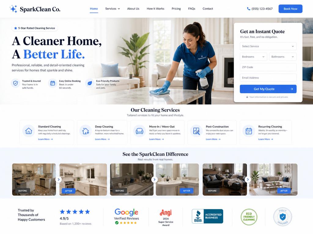 SparkClean Co. concept website
